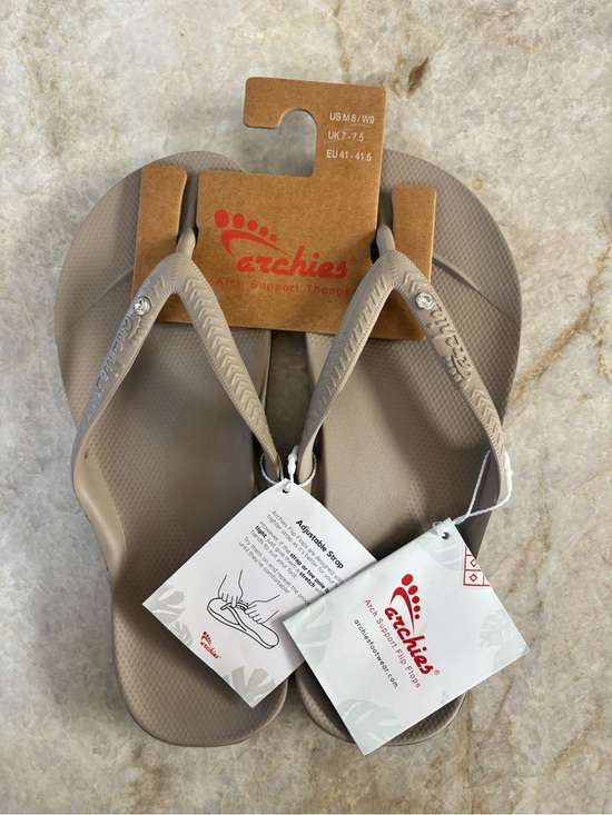 Archies Shoes - Women's Archies Support Flip Flops - Taupe with crystal